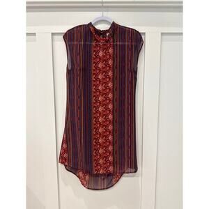 Anthropologie Hazel Drape Back Mock Neck Abstract Print Dress, M